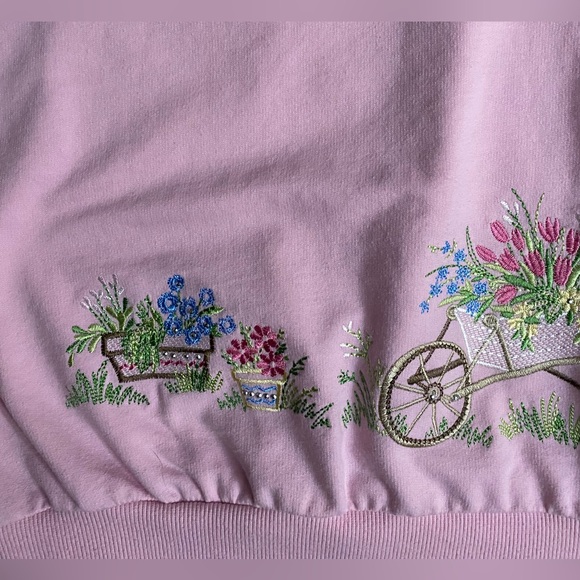 Hoodies Alfred Dunner Pink garden scene Cottagecore Grannycore Sweatshirt WomenL - Picture 11 of 12